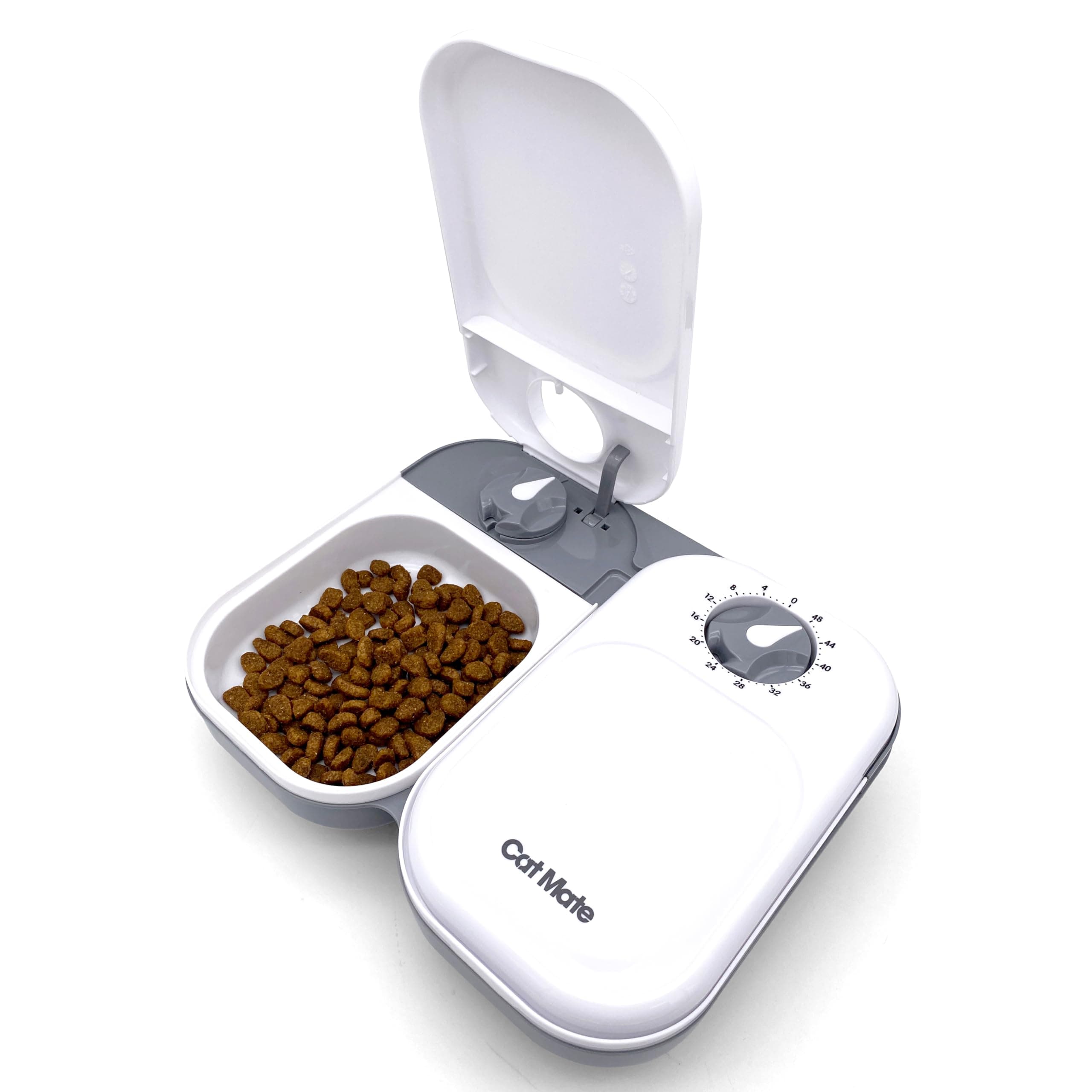 C200 Automatic 2 Meal Timer-Controlled Pet Feeder (401) - for Cats and Small Dogs, Includes Ice Pack for Wet and Dry Food, Meals up to 14 oz Each, White