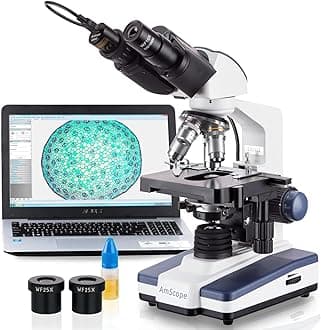 B120 Series Student & Professional LED Binocular Compound Microscope - 40X-2500X Magnification - Includes 3MP USB Camera & Siedentopf Head