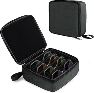 Bukere Travel Sunglasses Organizer Case, Adjustable Slot For Multiple Pairs, Portable Eyeglasses Storage Box for Men Women