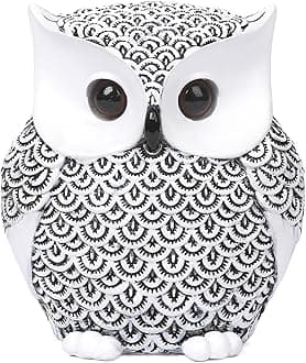 Artpaul Owl Decor Home Décor Accents Small Decor Items for Shelf Owl Figurines Home Decor Owl Decorations for Home, Office, Gifts for Owl Lover (White)