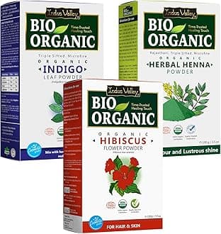 Bio Organic Natural and Pure Indigo Powder | Indigofera tinctoria, Herbal Henna Powder with Hibiscus Powder for Hair Care - (100g*3= 300g)