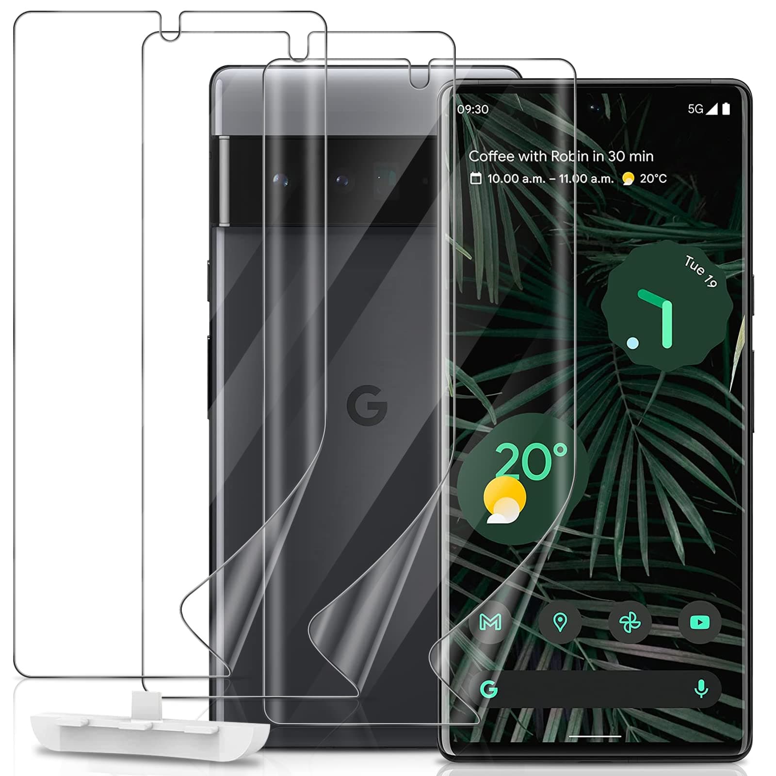 3 PACK Screen Protector for Google Pixel 6 Pro Flexible TPU Film [Support Fingerprint Touch] [HD Full Coverage] [Easy Installation] [Scratch Resistant]