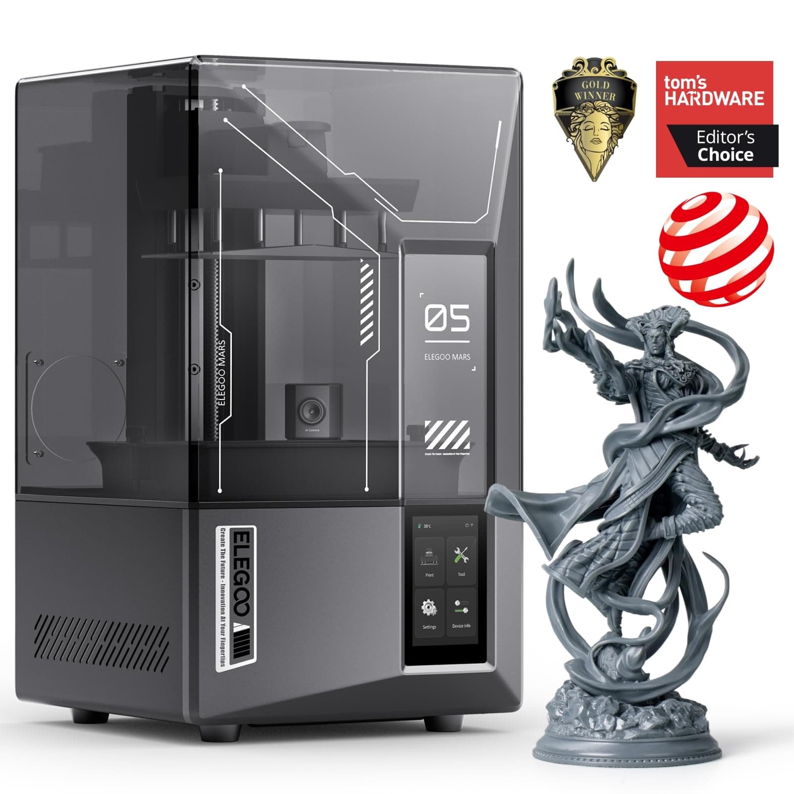 ELEGOO Mars 5 Ultra Resin 3D Printer with 7" 9K Mono LCD, 150mm/h High Speed Printing, Smart Automatic Leveling, Intelligent Detection, WiFi-Transfer, Printing Size of 6.04 × 3.06 × 6.49 inch
