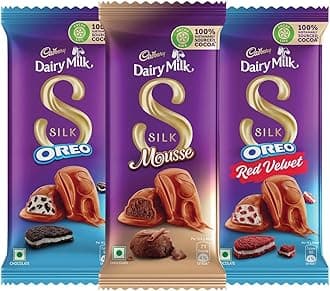 Dairy Milk Silk Oreo 130 G, Dairy Milk Silk Red Velvet 130 G & Dairy Milk Silk Mousse 116 G Chocolate Bar, Pack Of 3