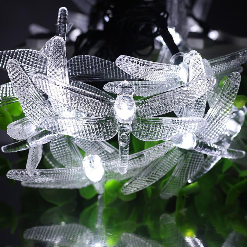 Solar Powered Outdoor String lights LiteXim 4.8m/15.7ft 20 LEDs Dragonfly Decoration Fairy Lights Warm White Colour Garden Lights for Party Festival Wedding