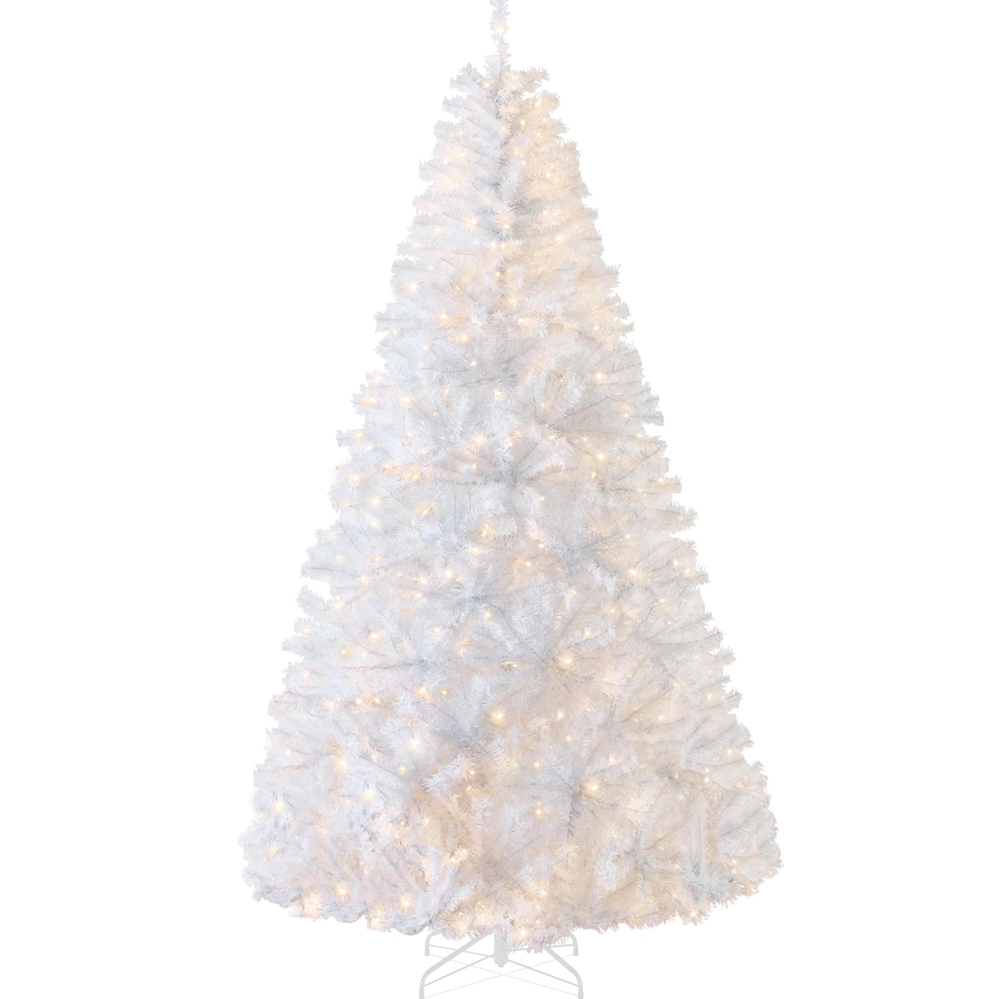 Best Choice Products White Christmas Tree 6ft Pre-Lit Artificial Pine Tree Premium Holiday Decoration w/Warm White Lights, Stand, Easy Assembly