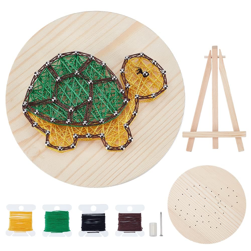 WEBEEDY Turtle String Art Kit DIY Art Craft Set for Beginners Home Decoration Crafts Kits for Adults and Children Art Supplies for Kids String Winding Wall Art