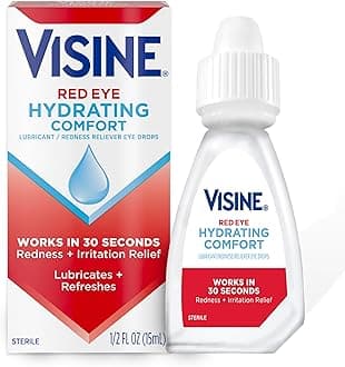 Visine Red Eye Hydrating Comfort Redness Relief and Lubricant Eye Drops to Help Moisturize and Relieve Red Eyes Due to Minor Eye Irritations Fast, Tetrahydrozoline HCl, 0.5 fl. oz