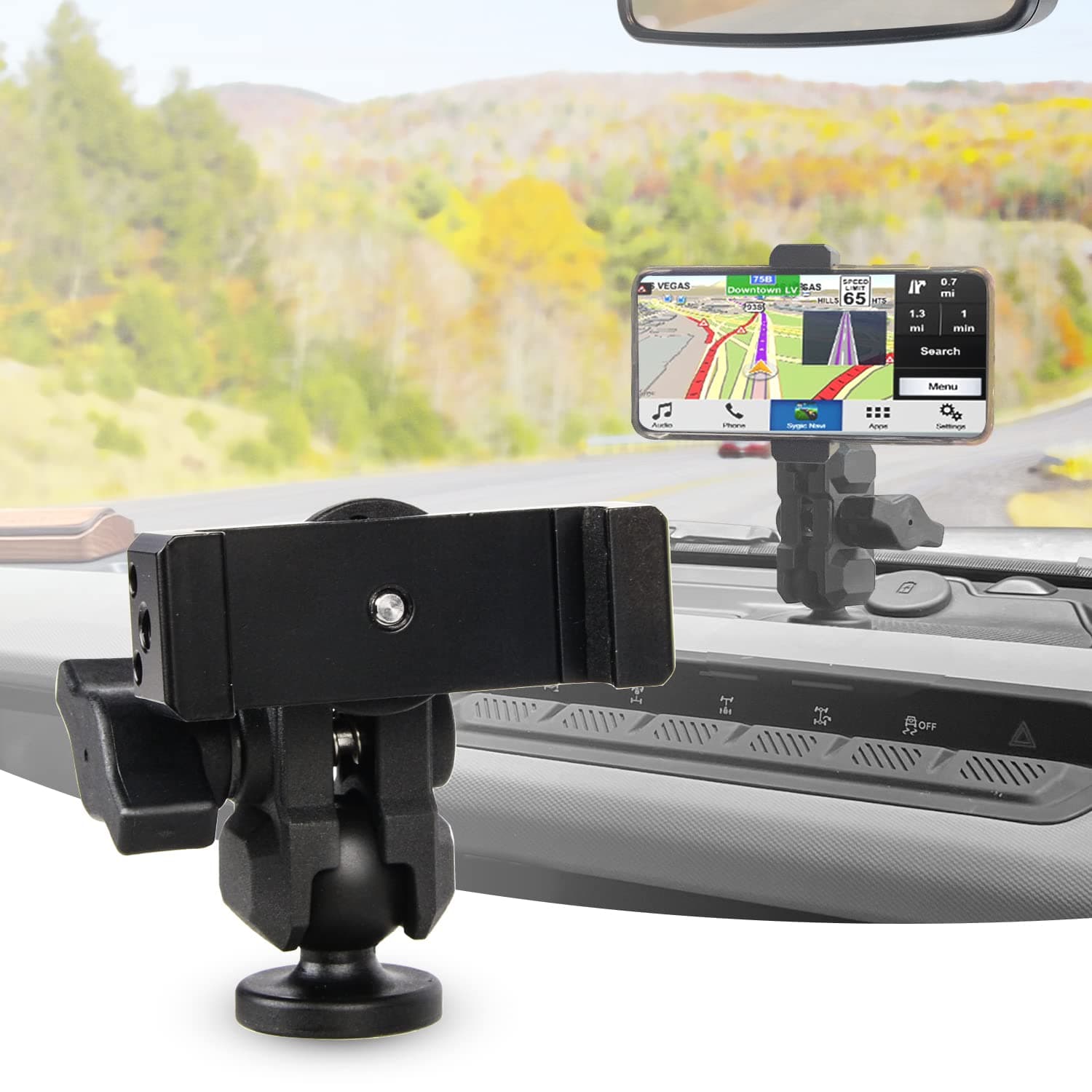 Bronco Dashboard Cell Phone Mount,All-Metal Structure,360° Adjustment Phone Holder Suitable for Ford Bronco Accessories 2022 for All Smartphones(Not Sports,Non-Destructive Installation