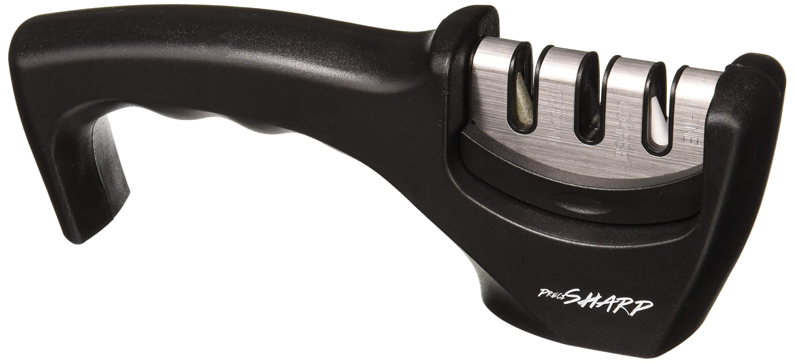 3 Stage Knife System to Sharpen Straight & Ceramic Kitchen Tools, Standard, Black