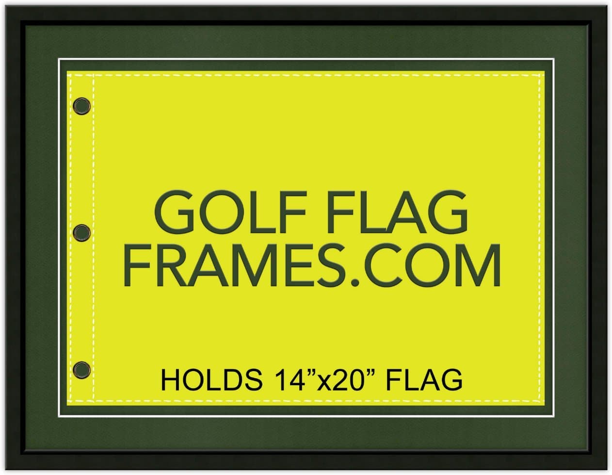PGA - US OPEN SPECIAL; 19X25 Compact Black Golf Flag Frame, Moulding blk-001, NEW Fairway Green Mats (float mount; perfect for 14X20 PGA, US Open, Ryder Cup golf flag; flag not incl) UPDATED JULY 2025