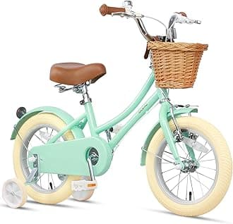 – Little Molly 12-20 Inch Kids Retro Girls Bike for 2-13 Year Old with Wicker Basket & Stabilisers/Kickstand, Multiple Colors