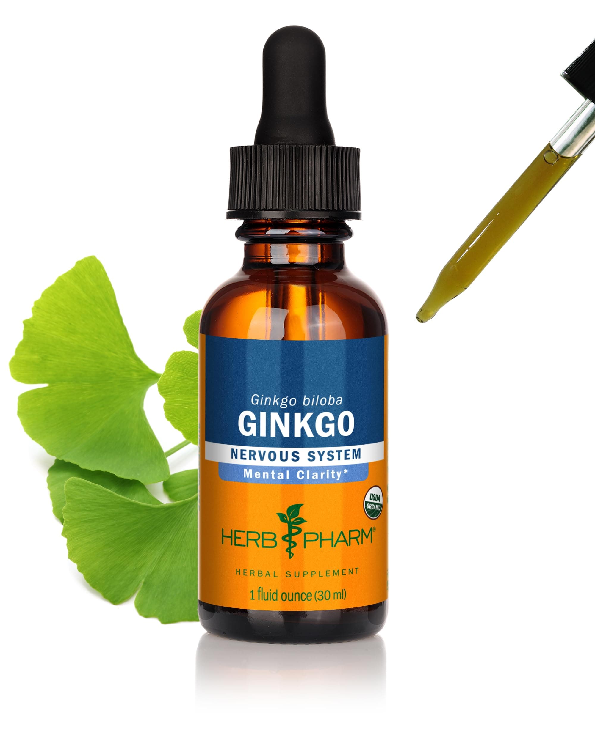 Herb Pharm Certified Organic Ginkgo Liquid Extract for Memory and Concentration - 1 Ounce (781468)