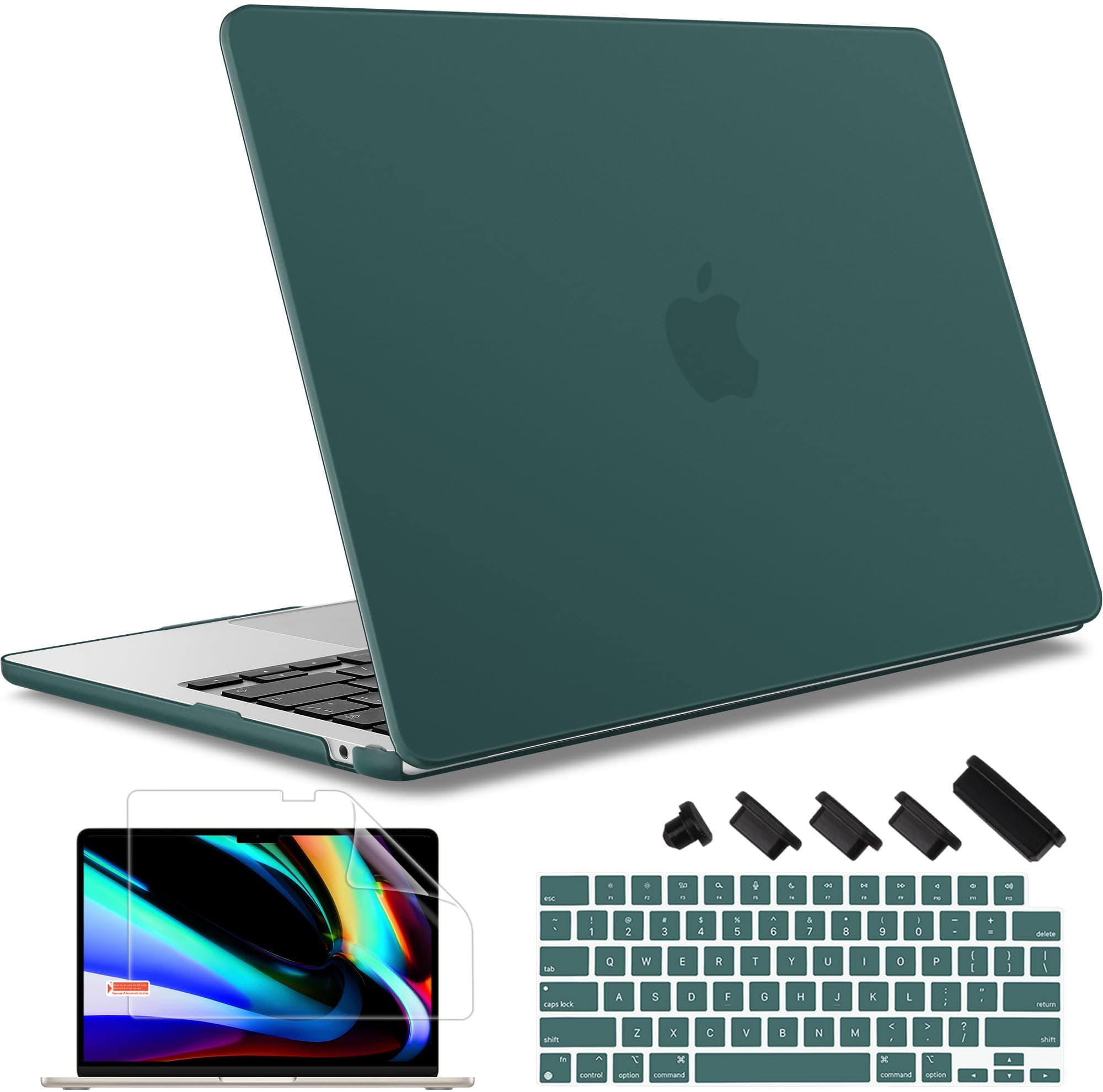 May Chen for M4 MacBook Air 13.6 inch Case 2025 2024 2023 2022 Release A3240 M3 A3113 M2 A2681, Plastic Hard Shell Case for MacBook Air 13.6" with Retina Display Fits Touch ID, Dark Cyan