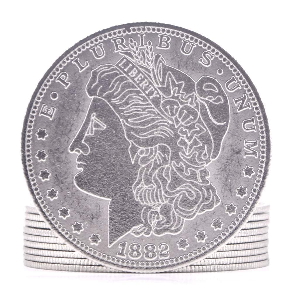 SUMAG10 Pcs Super Thin Palming Coins Magic Tricks Appearing/Vanishing Coins Magic Close up Street Illusion Accessories Gimmick Prop Comedy (Morgan Dollar Version)
