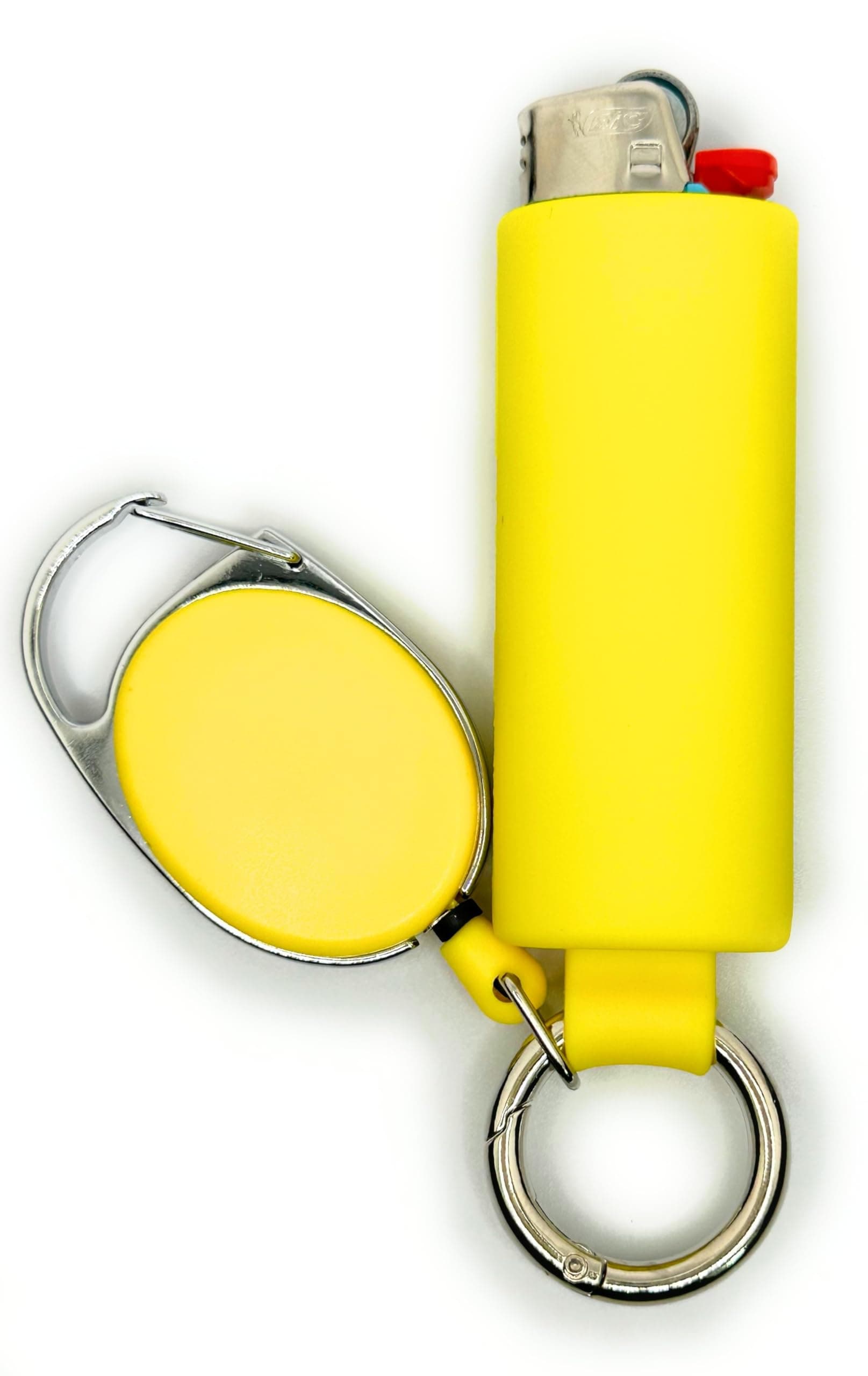 Retractable Keychain Lighter Holder with Spring Clip | 9 Colors | Retractable Lighter Holder for BIC Lighters