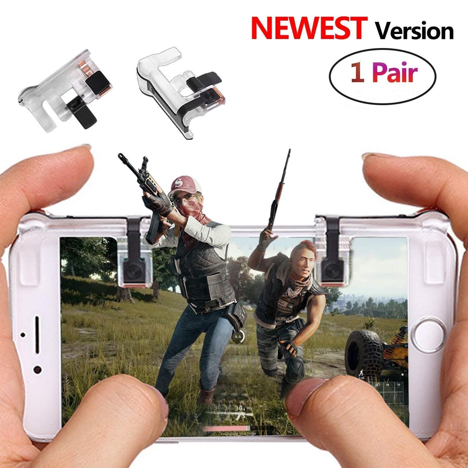 PUBG Mobile Game Controller Sensitive Shoot and Aim Keys L1R1 Trigger Buttons for PUBG/Knives Out/Rules of Survival, Support Both Android and IOS System (1 Pair)