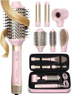 ELLA BELLA® 6 in 1 Professional Hot Air Styler • Powerful Hair Dryer & Straightener Set • Styling Without Heat Damage • Fast Drying Curling Volumizing Straightening • Includes Protective Travel Case