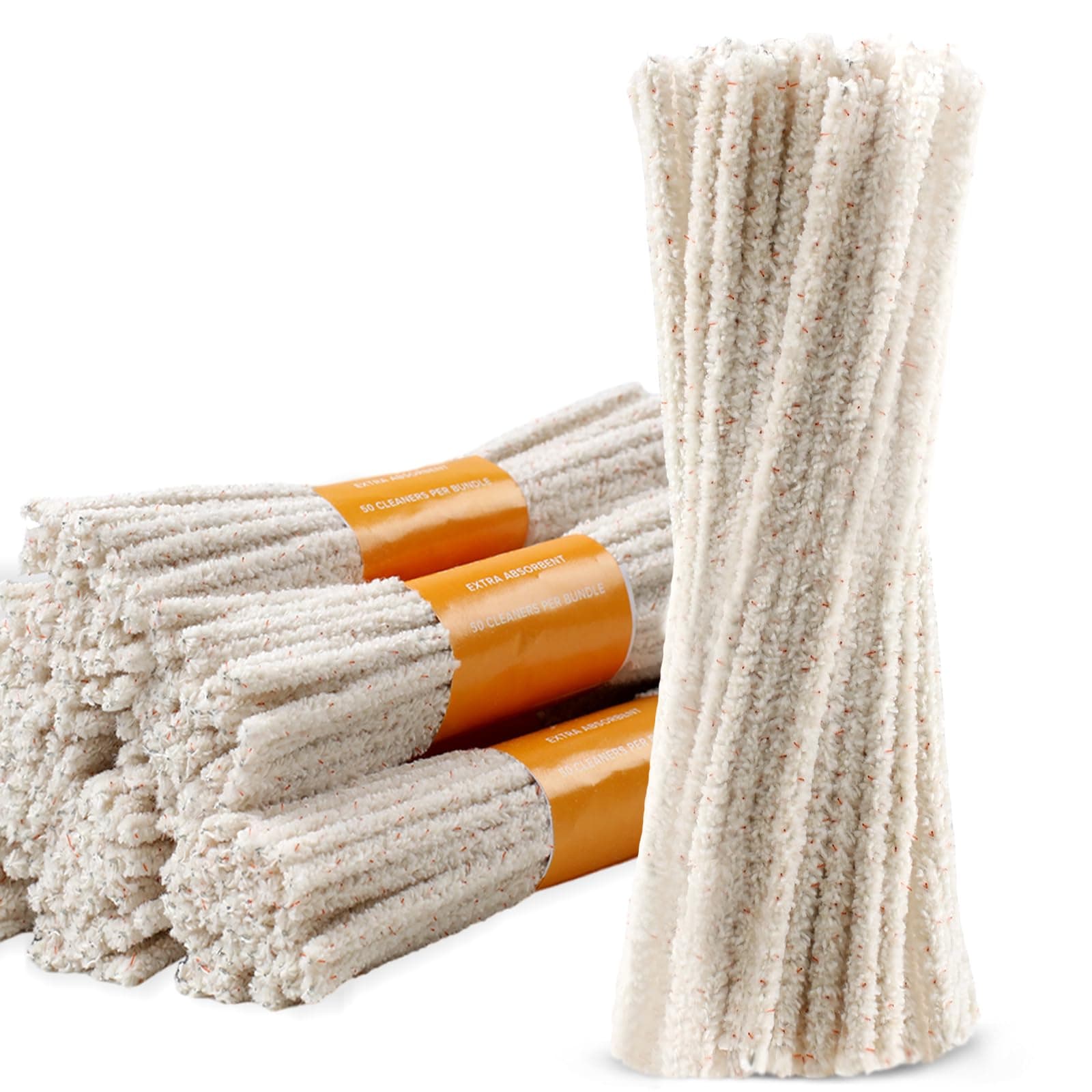 300 Pack Pipe Cleaners Pipe, 6-Inch Pipe Cleaners Bulk, Cotton and Plastic Pipe Cleaner, Pipecleaners for Removing Tar & Resin, Pipe Cleaners for Plastic Metal Ceramic Wood Pipe, cream