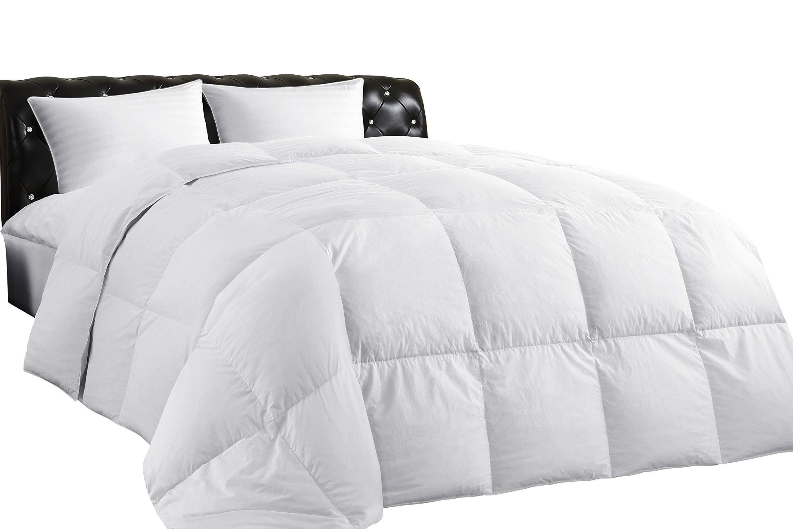 Lightweight Down Comforter (Queen), All-Season Medium Warmth, 100% Cotton Cover, Quilted with Corner Tabs, 90% Feather and 10% White Duck Feather Filled, Machine Washable, 90"x90"