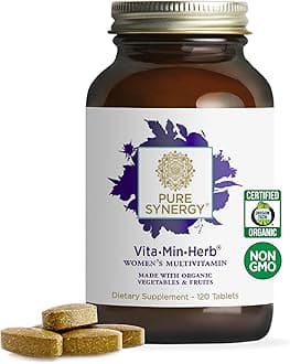 PURE SYNERGY Vita·Min·Herb for Women | Women’s Comprehensive Multivitamin Supplement | Made with Organic Whole Food Non-GMO & Vegan Ingredients | Supports Energy & Immune Health (120 Tablets)