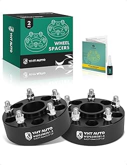 YHTAUTO 5x5 Wheel Spacers 2 Inch Compatible with 1999-2018 Jeep Grand Cherokee Wrangler Commander 5x127mm Tire Spacers w/ 1/2"-20 & 12.9 Grade Studs, 71.5mm Hub Bore 5 Lug 2PCS Black Wheel Adapter