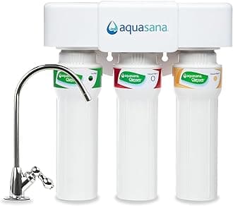 Aquasana AQ-5300+.56 3-Stage Max Flow Under Sink Water Filter with Chrome Faucet , White