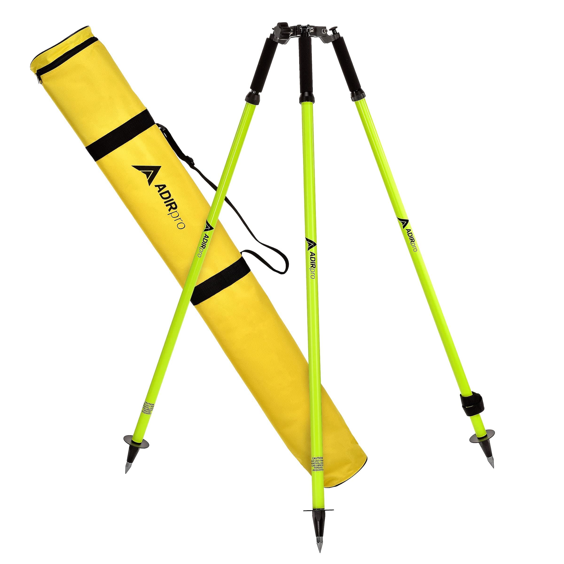 AdirPro Prism Pole Tripod – Aluminum Range Pole Tripod – Use for Survey Pole, Rover Rod, GPS Pole – GNSS RTK Rod Stand - Survey Equipment for Total Station Surveying (Fluorescent Green)