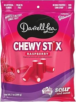 Fabulicious Sour Candy Stix, Soft and Tangy, No Artificial Flavors, Palm Oil Free, Made in Australia, Shareable (Sour Raspberry, 7 Ounce (Pack of 1))