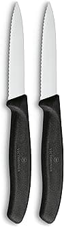 Victorinox Swiss Classic, Paring Knife, Extra Sharp Blade, Wavy Edge, 8 cm, Robust Plastic Handle, Stainless Steel, Black