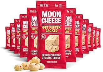 Moon Cheese Bites, Get Pepper Jacked, 1-Ounce 12-Pack, 100% Real Cheese Snack, Protein, Keto, After-School or Lunch Snack