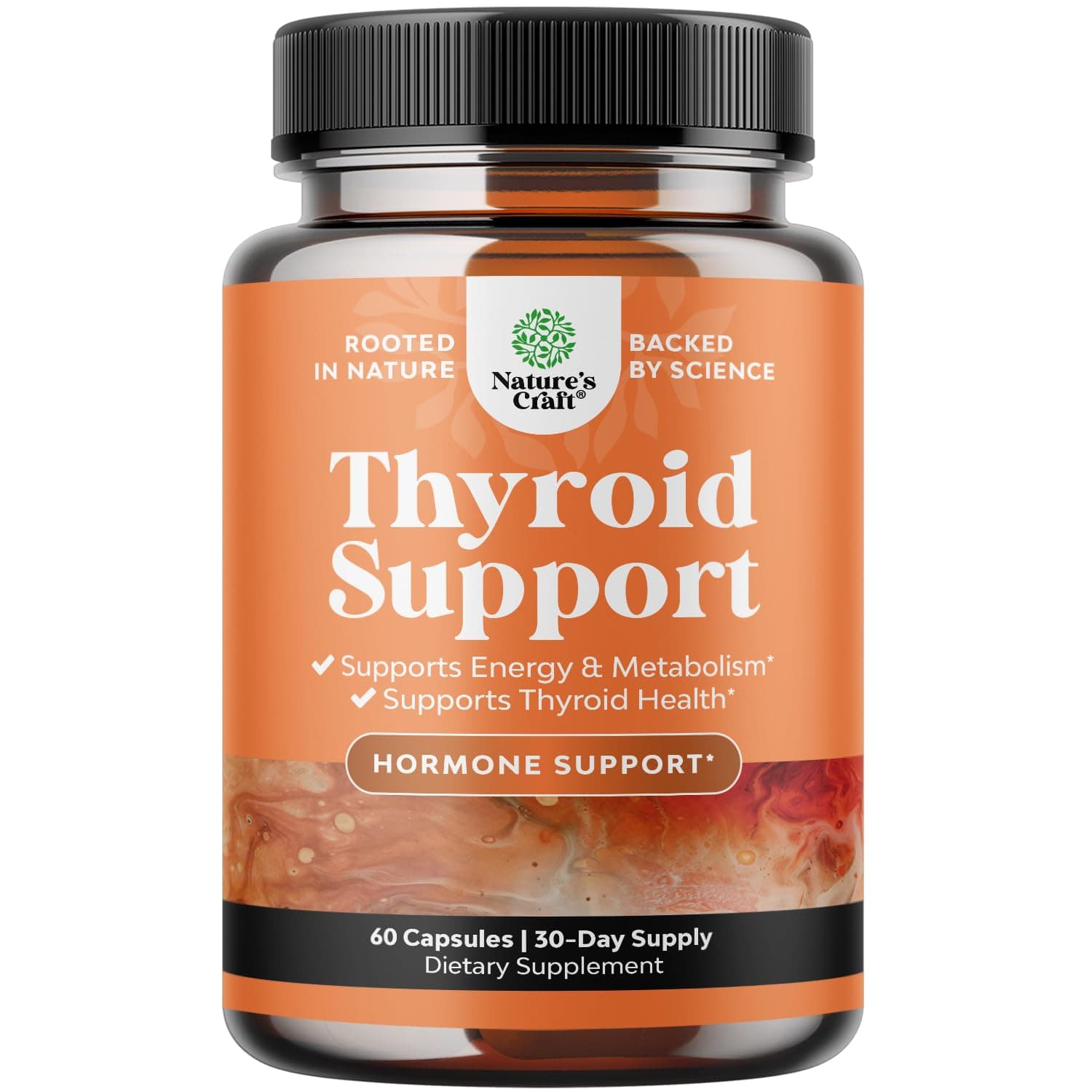 Herbal Thyroid Support Complex - Potent Kelp Iodine Supplement with L Tyrosine, Bladderwrack, Selenium & Pure Ashwagandha for Hormone Balance - Mood & Energy Dietary Pills - 60 Count