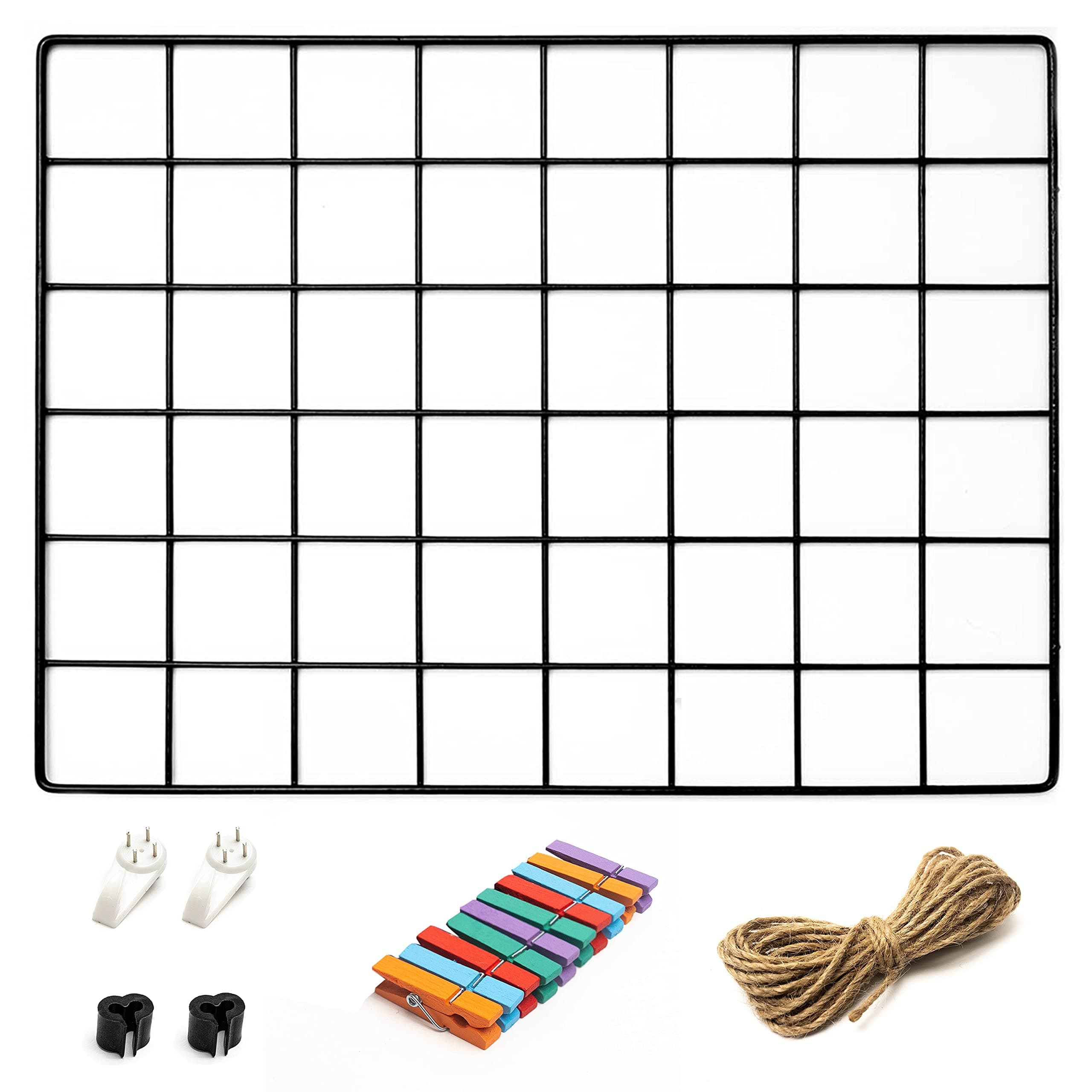 ODOXIA 1 Pack Wire Wall Grid Panel | Hanging Home, Office & Kitchen Décor | Mesh Storage Organizer & Picture Frame | Wire Notice Board | Memo & Photo Board | Wall Display | Metal & Black