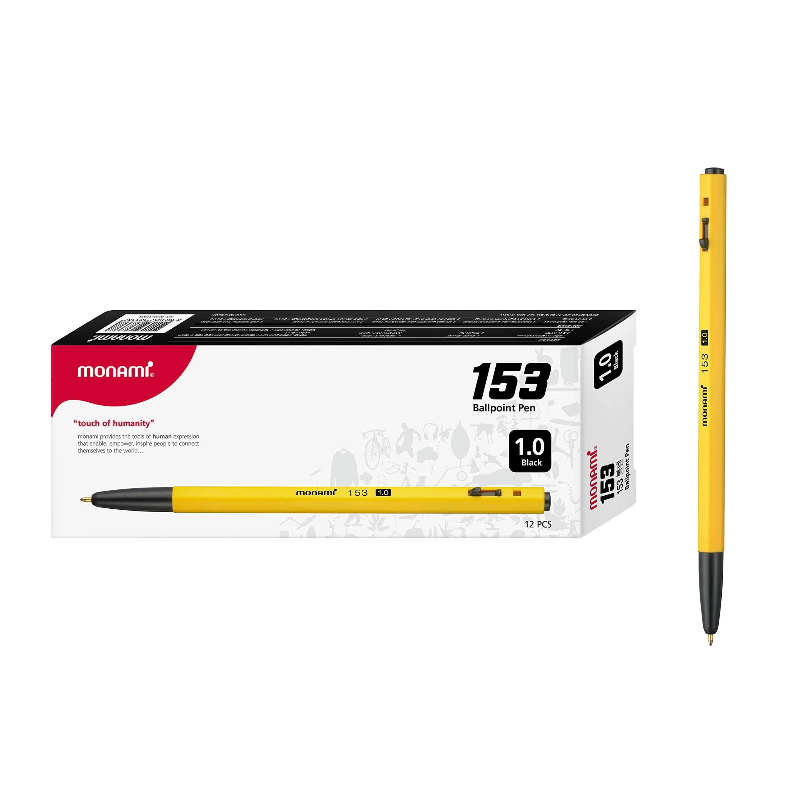 BP 153 Retractable Ballpoint Pen, Medium Point (1.0mm), Black, 12-Count