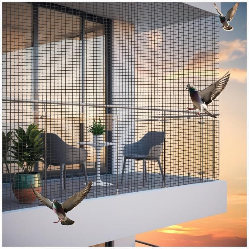 Bird Control Black Nylon Knotted Anti-Bird Net UV Stabilized Multi Filament with Tying Ropes Attached, Cable Ties & Cup Hooks for Easy Installation - Black - 10ft x 30ft