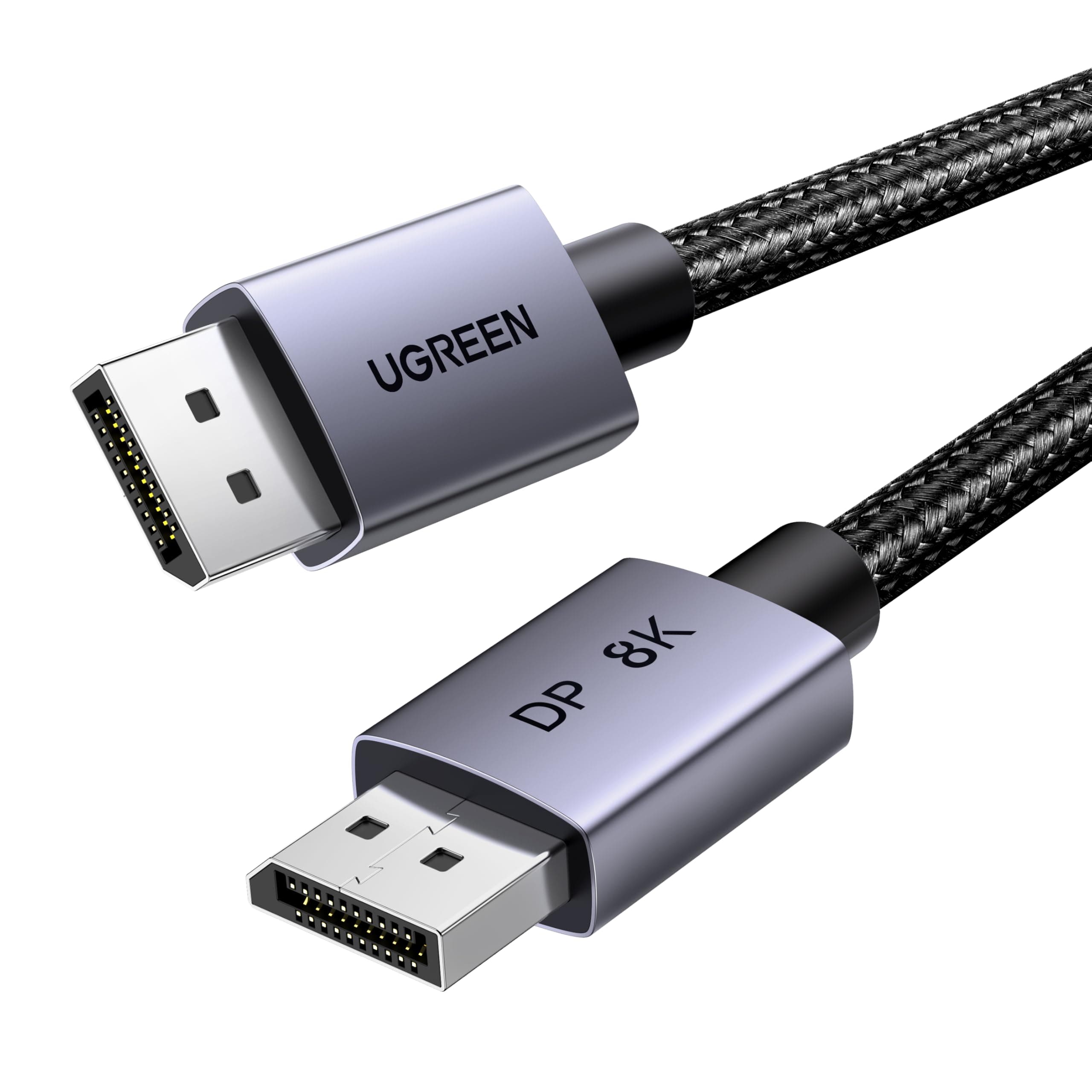 UGREEN VESA 8K DisplayPort 1.4 Cable 6.6FT DP Cable Supports 8K@60Hz 4K@240Hz 32.4Gbps, HDR, HDCP, DSC 1.2a, FreeSync, G-Sync, Display Port Cord Alu Braided Compatible Monitor, Graphics, PC, HDTV