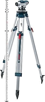 BOSCH GOL 32CK 32X Automatic Optical Level Kit, Includes Aluminum Tripod, Grade Rod, Plumb Bob, Tool Kit, & Carrying Case