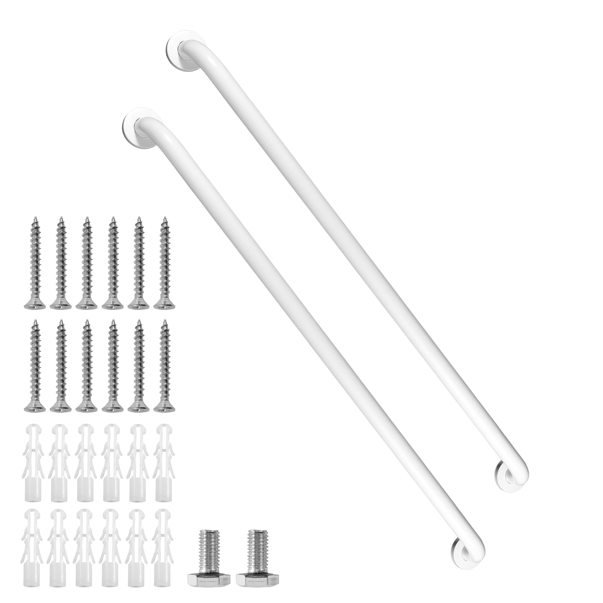 Shower Grab Bar, 2 Pack 39.4 Inch White Bathroom Grab Bar, 1.25" Diameter 304 Stainless Steel Anti-Slip Grab Bars for Bathtubs and Showers, Handicap Shower Grab Bar for Seniors Elderly