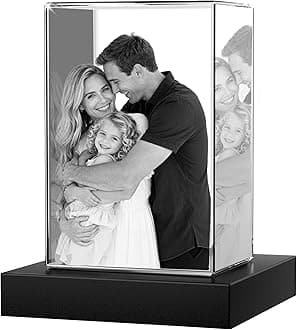 3D Crystal Photo Personalized Portrait - Custom Laser Engraved Crystal Picture, Gift for Mom Wife Family, Mother's Day Birthday Anniversary Memorial Keepsake(Portrait, Large)