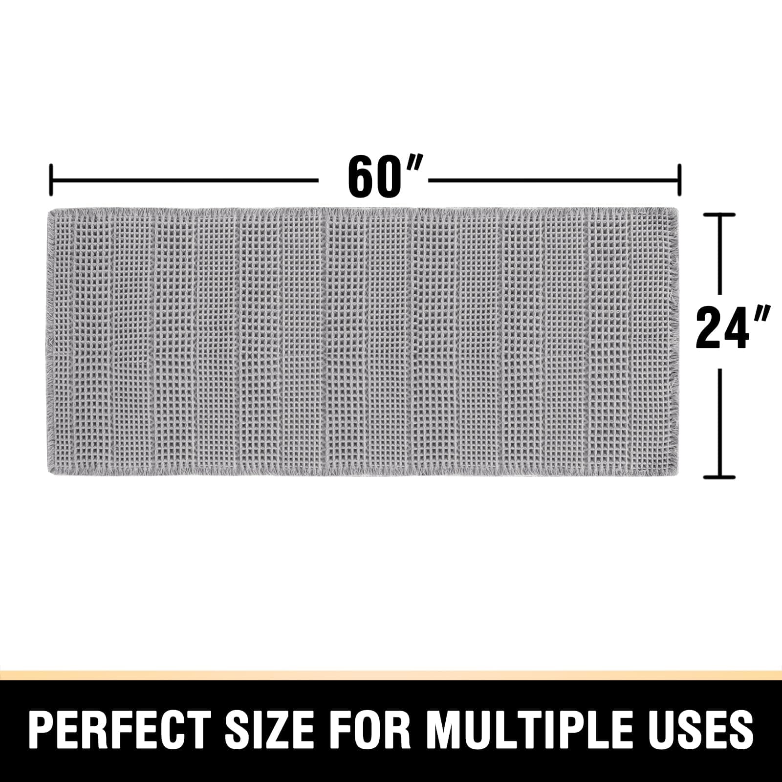 H.VERSAILTEX Waffle Bath Mat Super Absorbent Non Slip Bath Rugs for Beside Tub, 24" x 60", Dove