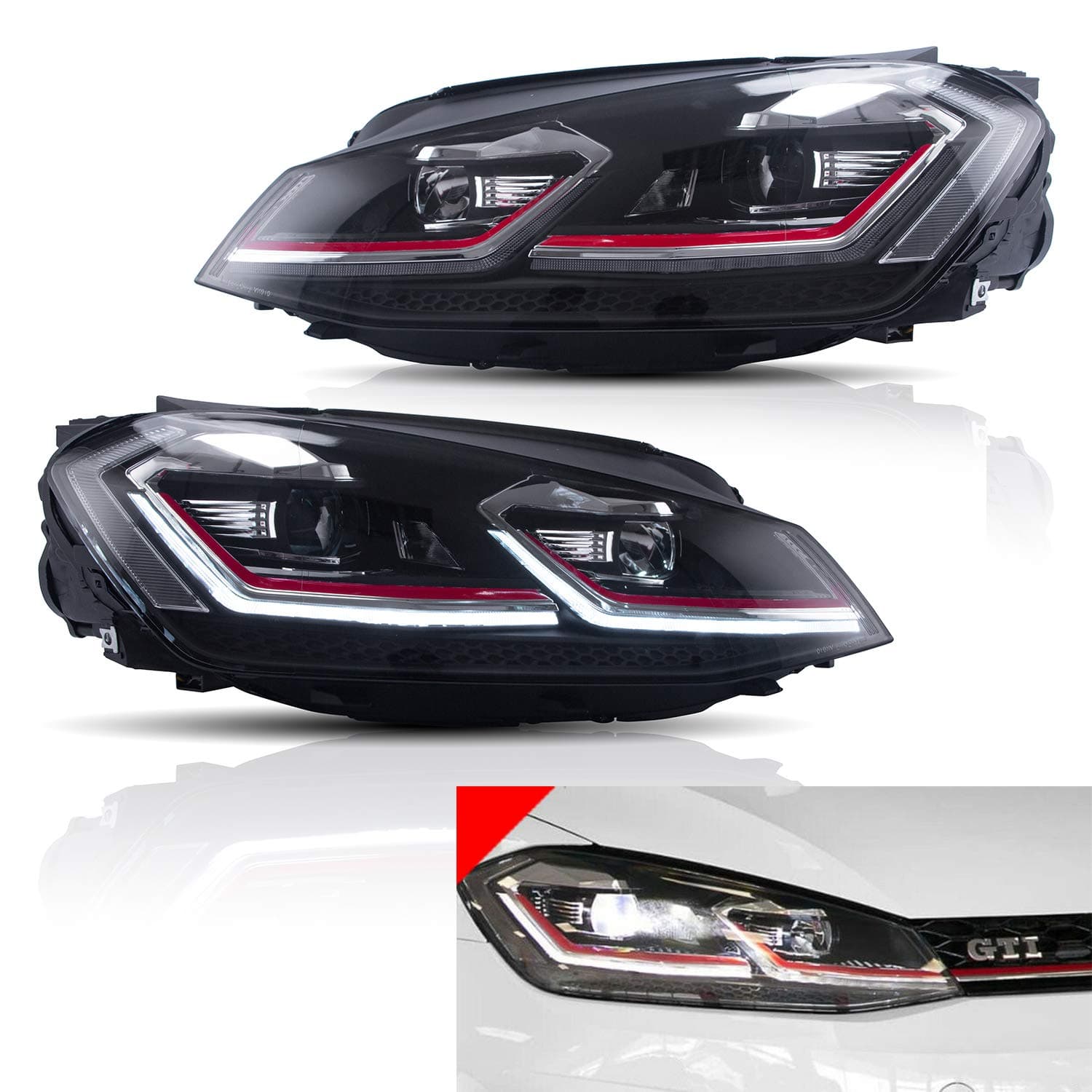 JDMSPEED New LED Headlight With Sequence Indicator Pair Front Replacement For For Volkswagen VW Golf 7 2013 2014 2015 2016 2017 2018