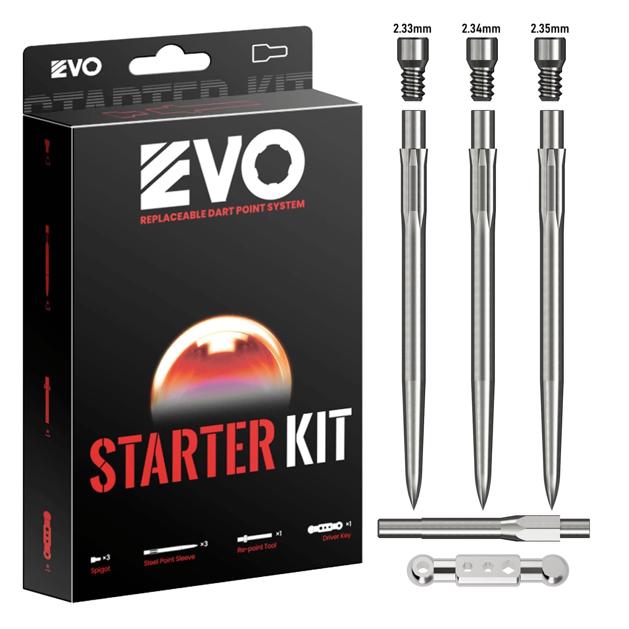 Caliburn Evo Darts Point System, Starter Kit Including Points, Point Tool, Spigots and Point Driver