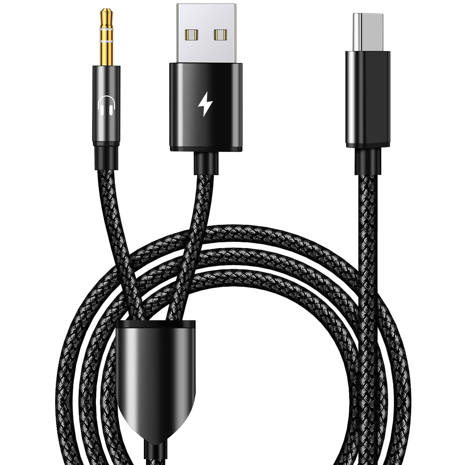 USB C to 3.5mm Aux Audio Cable, 2 in 1 USB C to 3.5mm Car Stereo Aux Headset Jack Cable with PD 18W USB C Charging Compatible with iPhone 17/16/16e/15 Plus/Pro Max/Air, Galaxy S25/S24/S23, Pixel 9/8