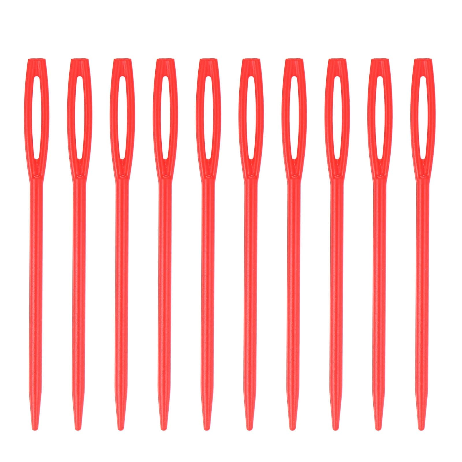sourcing map90pcs Plastic Sewing Needles, 7cm Length Large Eye Blunt Needles Learning Needles for Sewing Handmade Crafts DIY Notions Stitching, Red