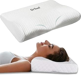 Dr Trust USA Cervical Sleeping Pillow for Spondylitis, Back & Neck Pain Relief, Memory Foam Contour (500 x 230 x 100 mm) Removable Cover, Supports Back/Side/Stomach Sleepers, Anti-Snoring (Small)