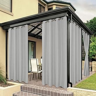 BONZER Waterproof Indoor/Outdoor Curtains for Patio - Privacy Grommet Curtains for Bedroom, Living Room, Porch, Pergola, Cabana, 1 Panel, 84 x 95 inch, Silver