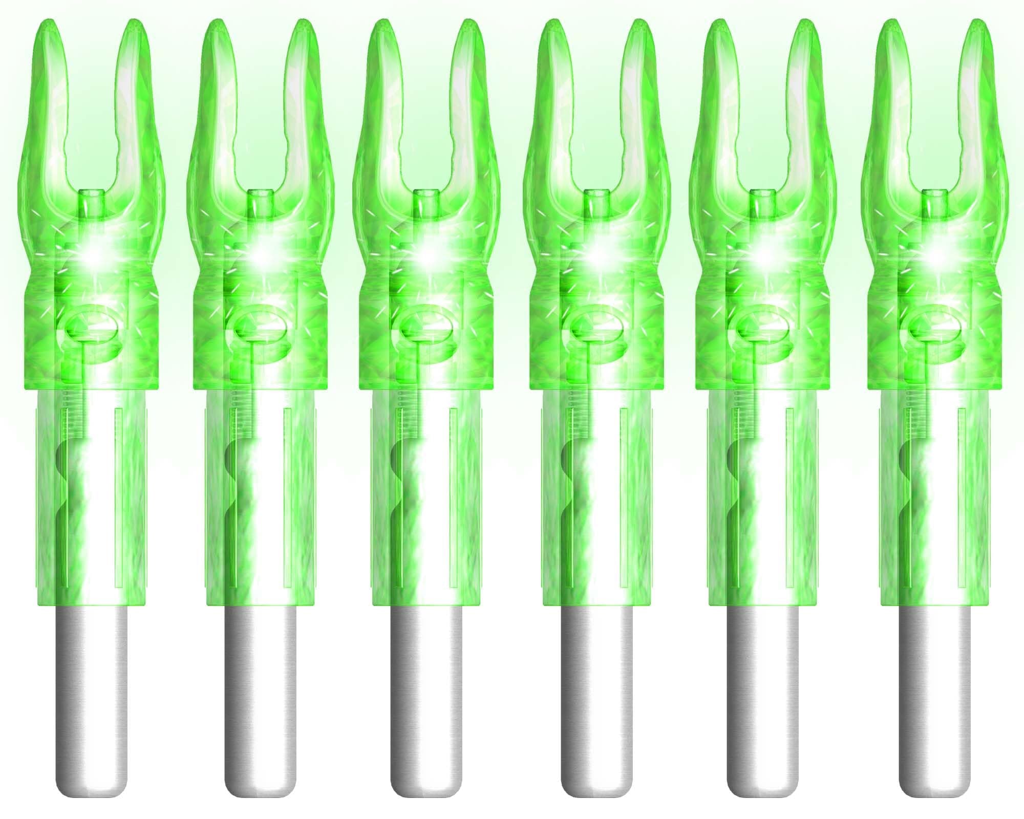 S Led Lighted Arrow Nocks with .244" Inside Diameter,Screwdriver Included (6 Pieces/2 Pack-Green)
