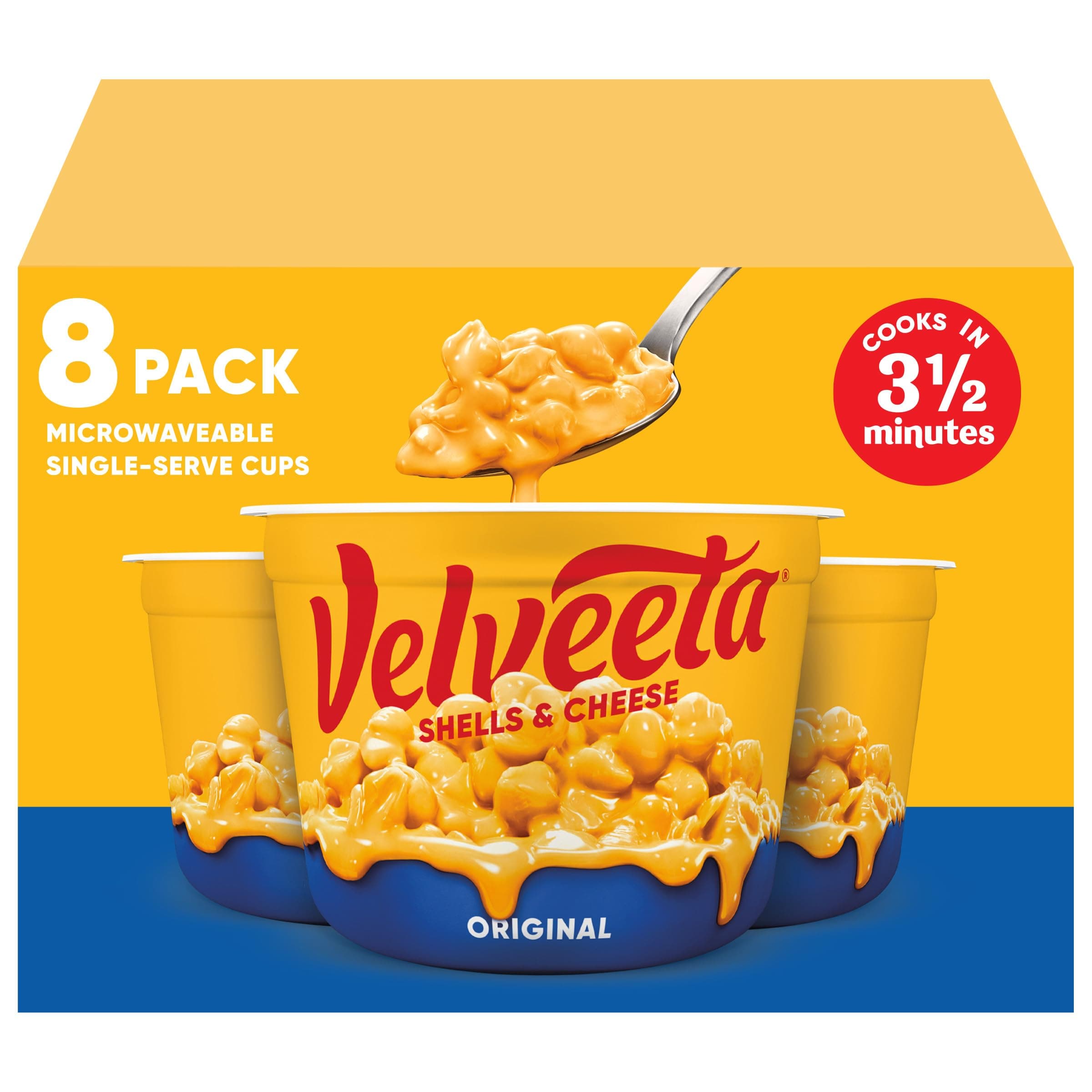 Velveeta Shells and Cheese Mac and Cheese, 8 Cups, for Easy Snacks or Dinner Sides, Original Flavor, 2.39 oz
