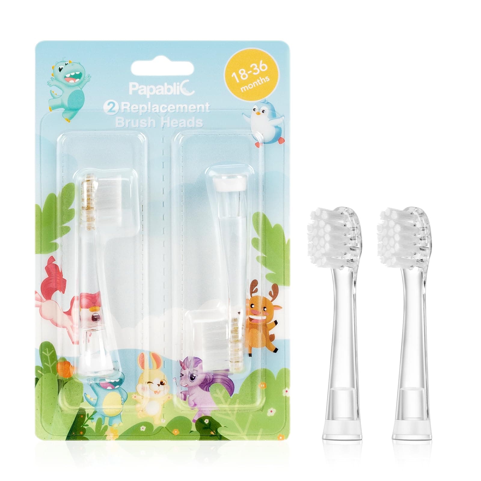 Papablic Replacement Toothbrush Heads - 2 Count | Compatible with Papablic Ba...