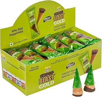 Pure Temptation Chocoblast Mint Chocolate Flavoured Waffle Cone - Premium Chocolates For Kids Gift Pack - 20 Pcs - Dispenser Pack - Birthday Party Chocolate Gift Box For Girls And Boys,440 Gm